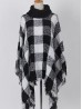 Loose Neck Poncho W/ Plaid